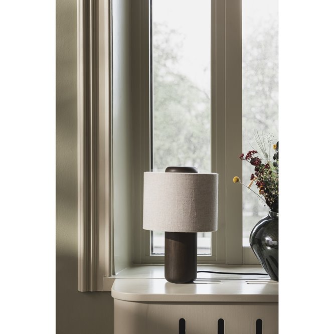 Lampa stołowa dark japandi drewniana Bosco 39cm Globen Lighting